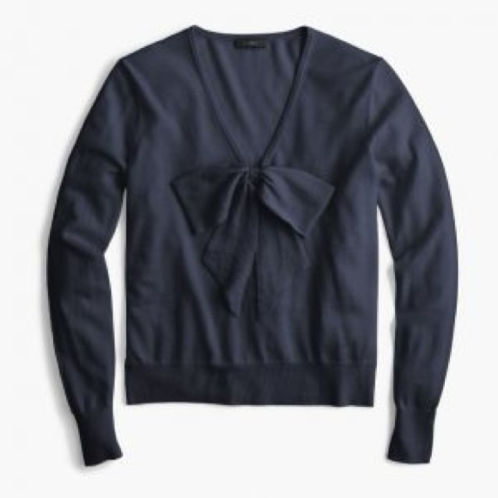 V neck bow sweater